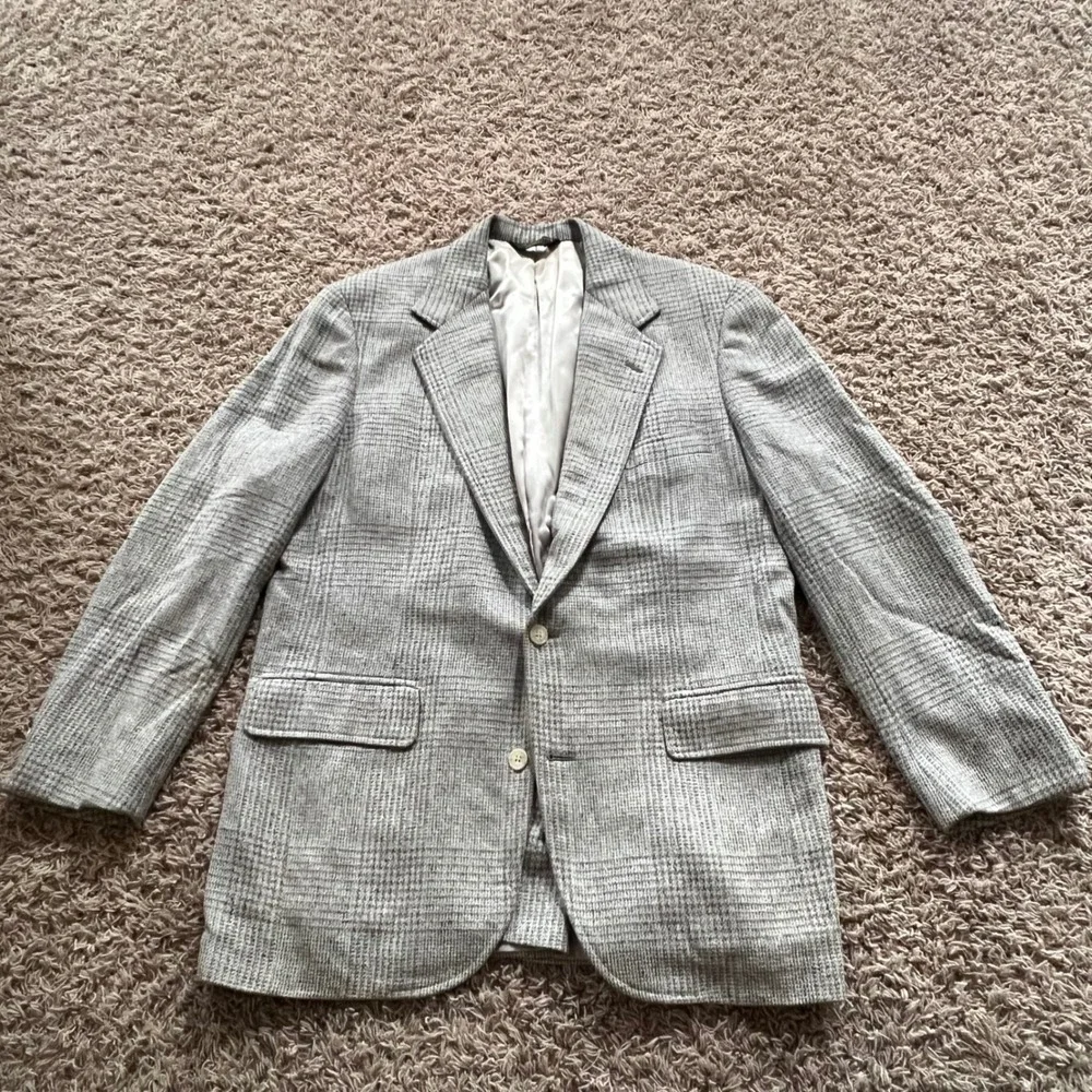 Southwick Carl Sterr Mens Grey Glen Plaid Wool Blazer Sport Coat USA Tailored 42